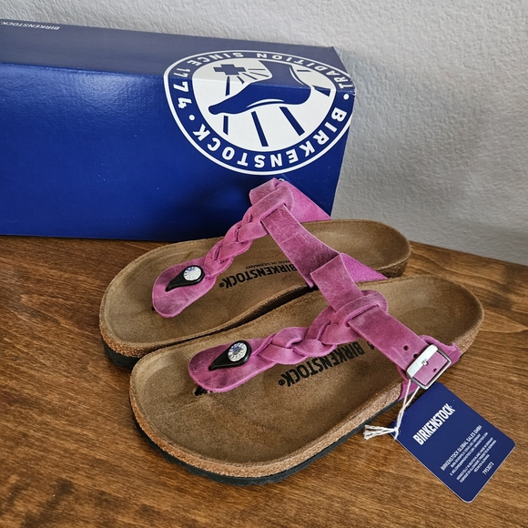 Birkenstock Shoes - Birkenstock Gizeh Fuchsia Braided Sandals. Womens 37, Size 6